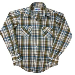 Vintage Sears Put-On Shop Pearl Snap Shirt (Small) Men's‎ – 70s Plaid Western